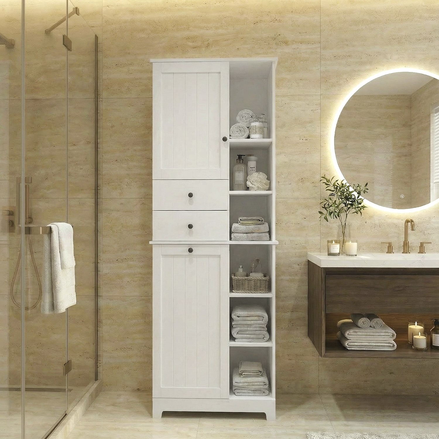 ארון אמבטיה משולב סל כביסה דגם דנבר ארון אמבטיה משולב סל כביסה דגם דנבר